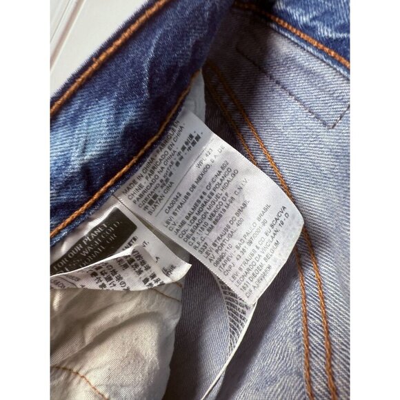 Levi's Womens Button Fly Distressed Bleached Straight Leg Blue Jeans W26 - Picture 13 of 13